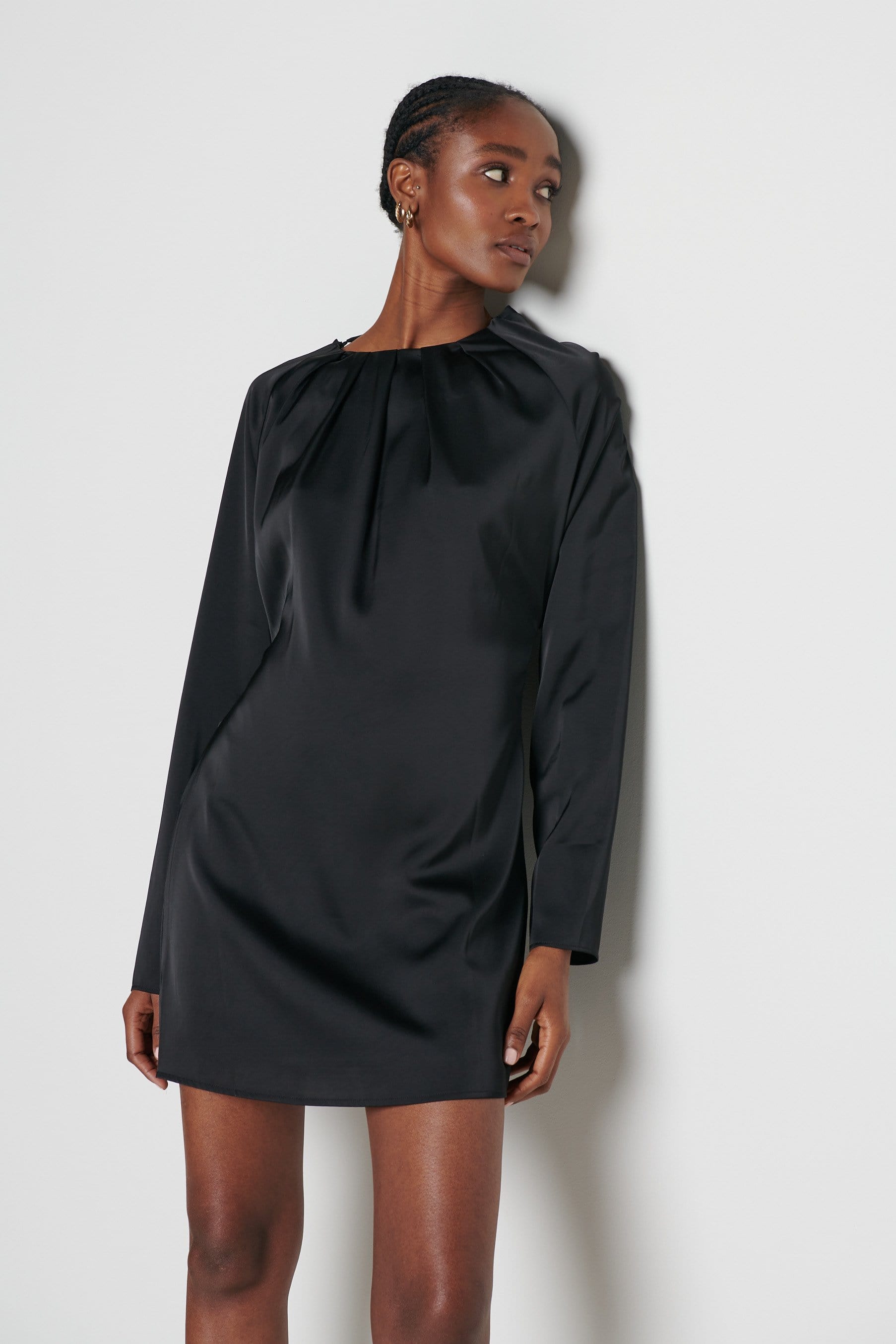 Ninetta Backless Cowl Mini Dress - Black