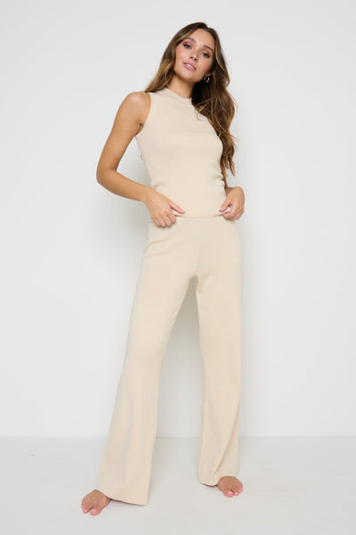 Nova Knit Trousers- Beige – Pretty Lavish