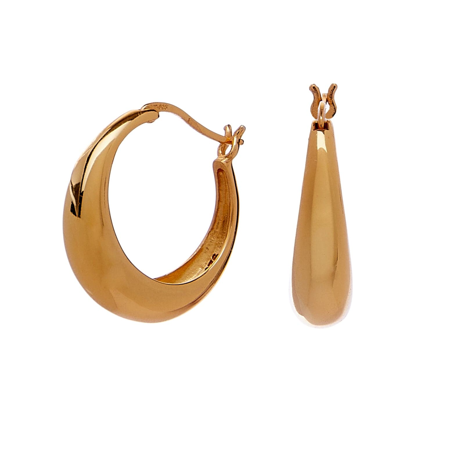 Eloma Boat Shaped Earrings - Recycled Silver Gold Plated
