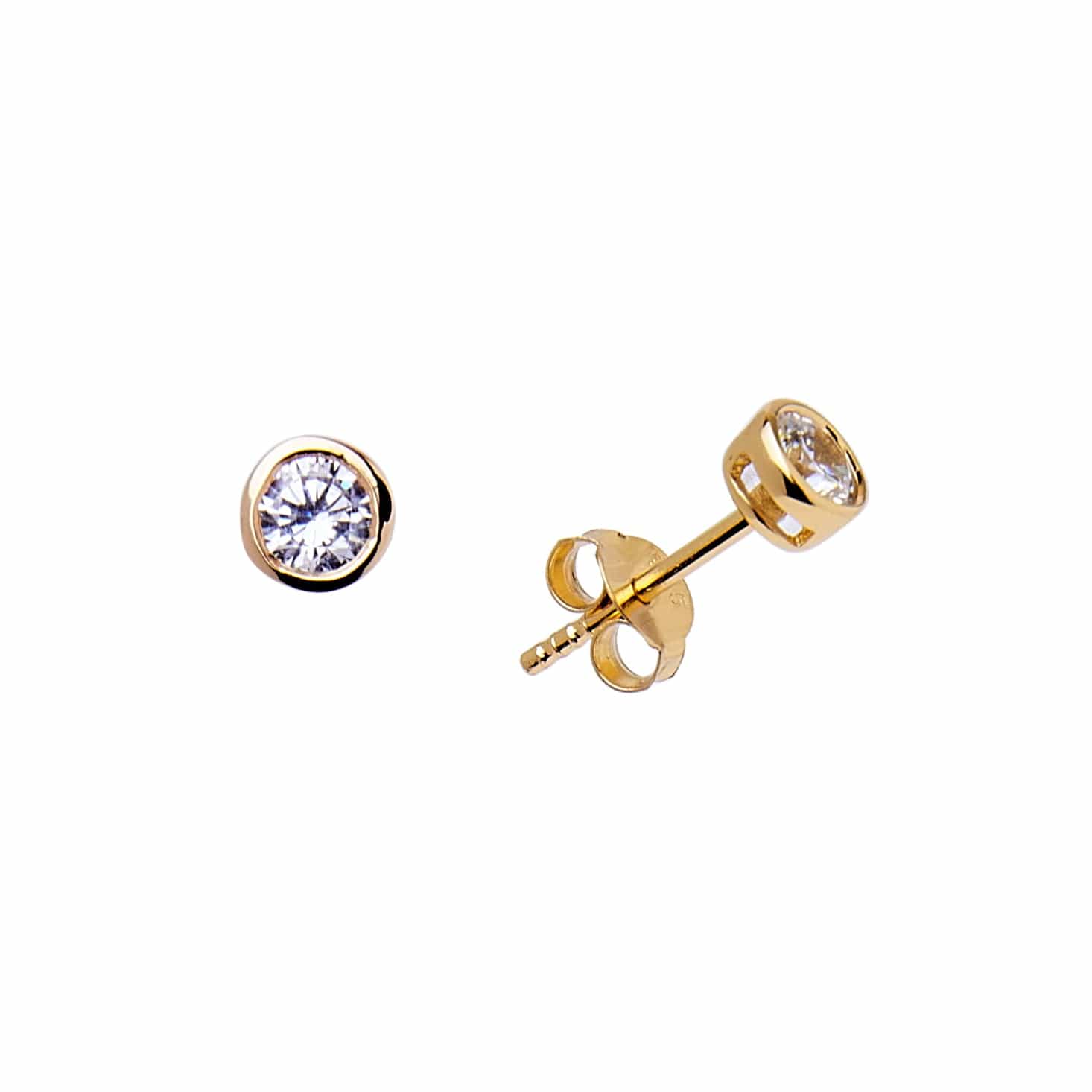 Zyanna Gem Stone Stud Earring - Recycled Silver Gold Plated