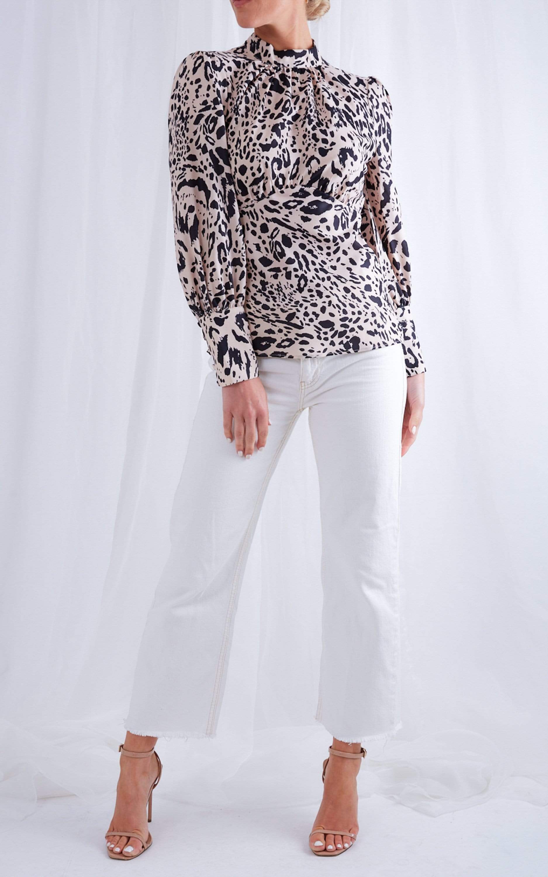 Dakota Backless Blouse - Leopard, Top - Pretty Lavish (3603774242909)