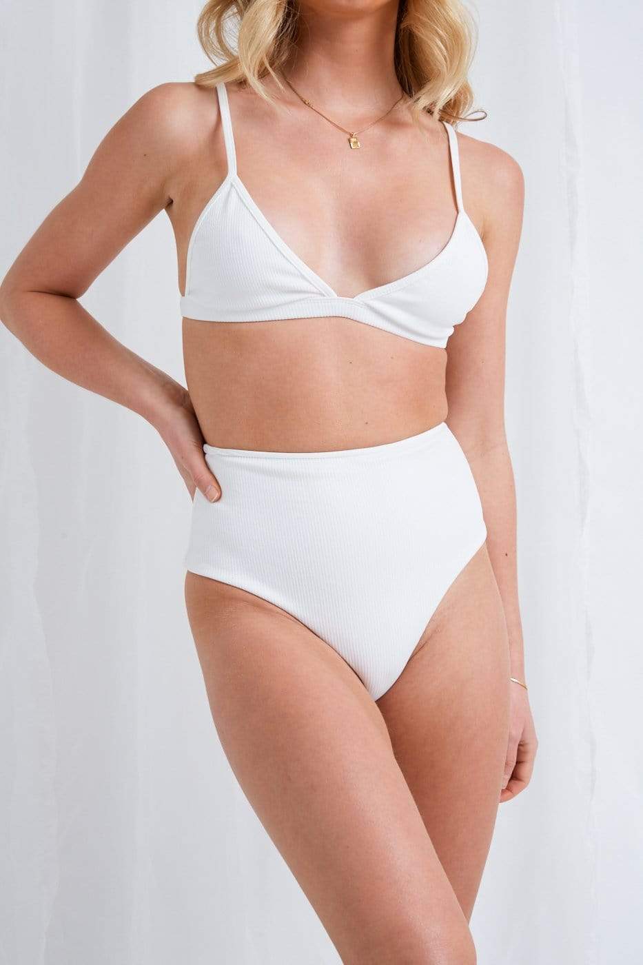 Leola Triangle Bikini Top - White, Swimwear - Pretty Lavish (2078830952541)