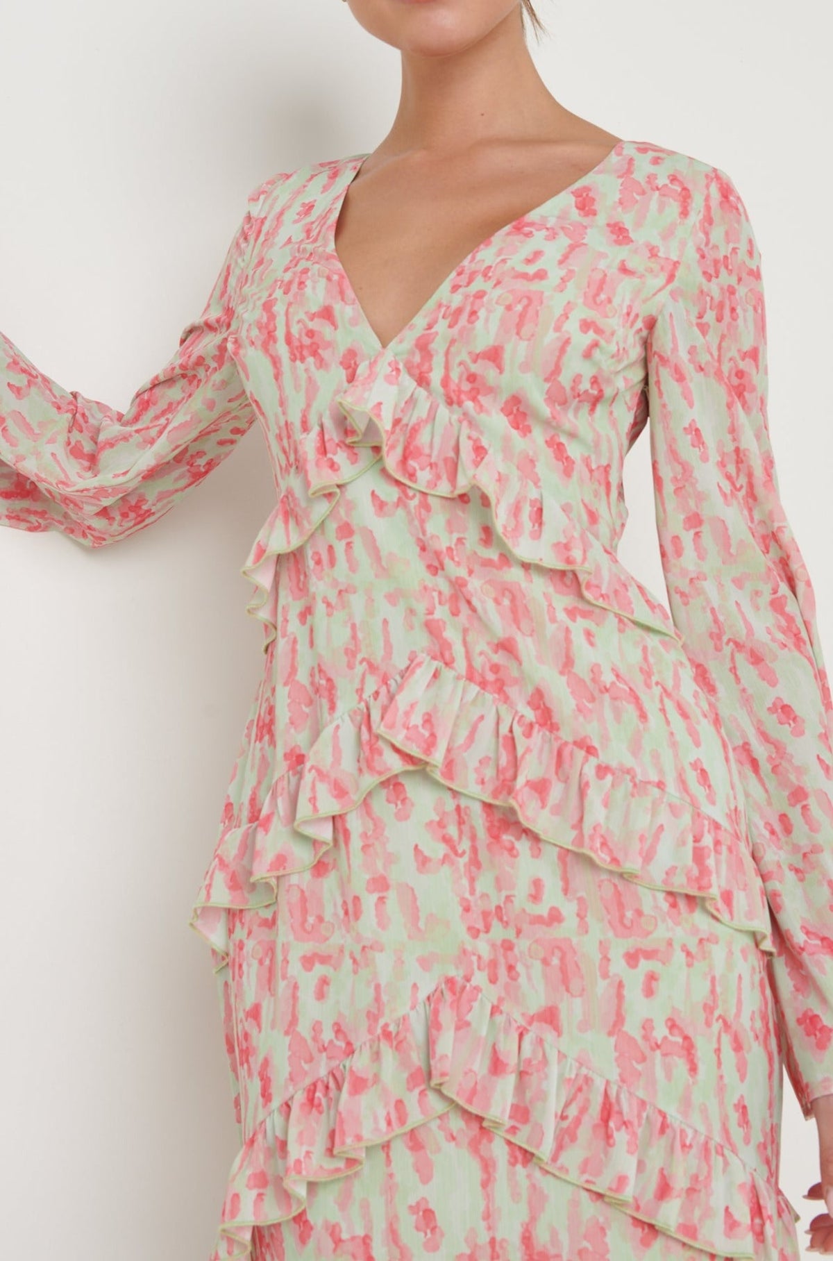 <p>Harriette Ruffle Maxi Dress</p> main image 0