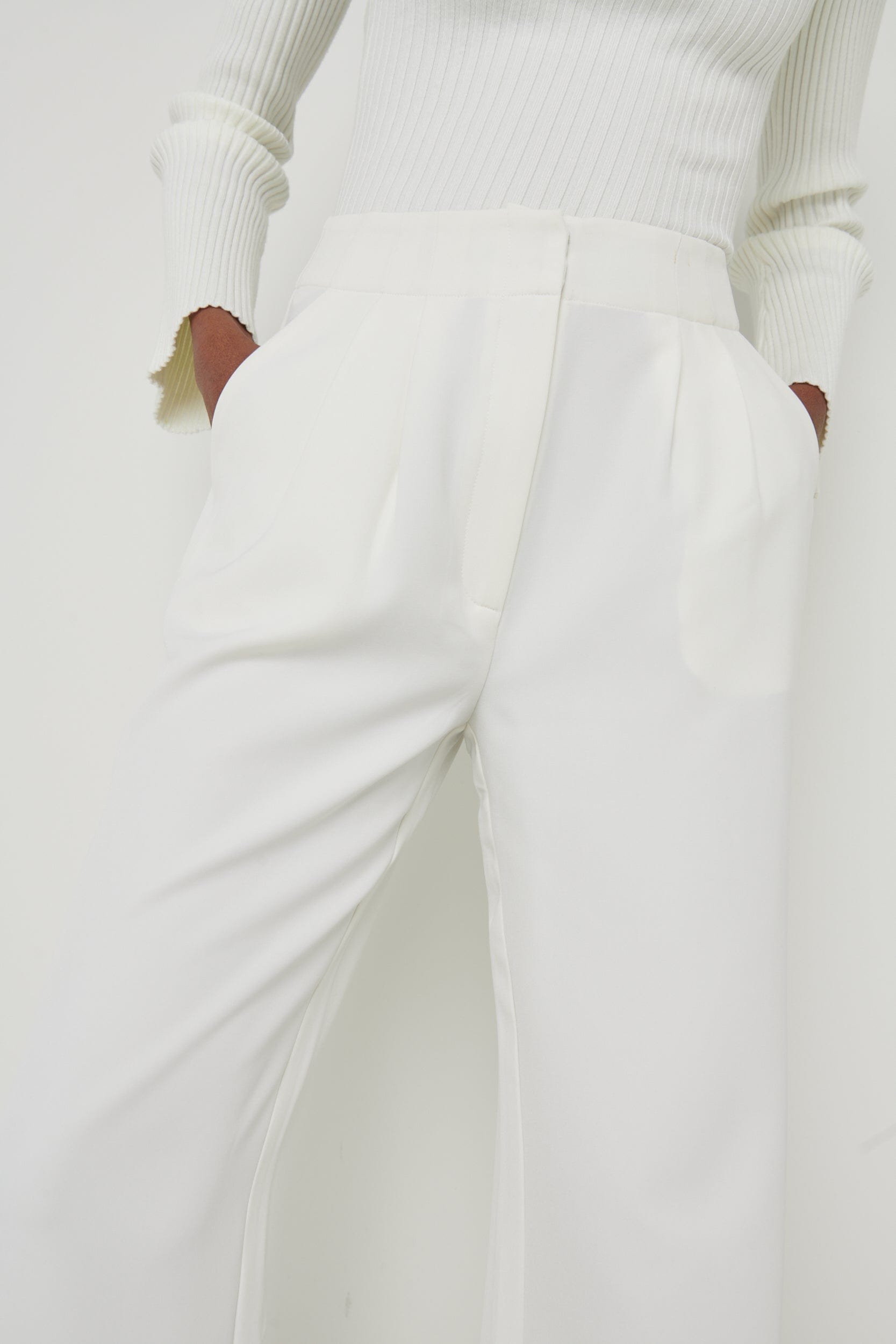 Pantalon plissé à taille haute Parker - Crème