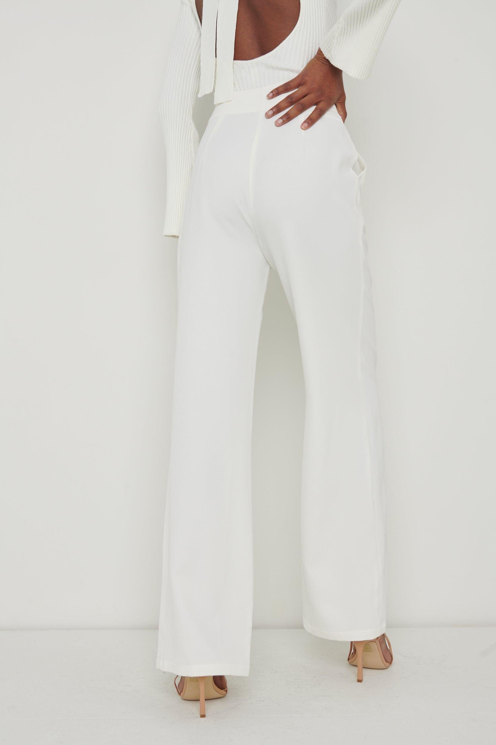 Pantalon plissé à taille haute Parker - Crème