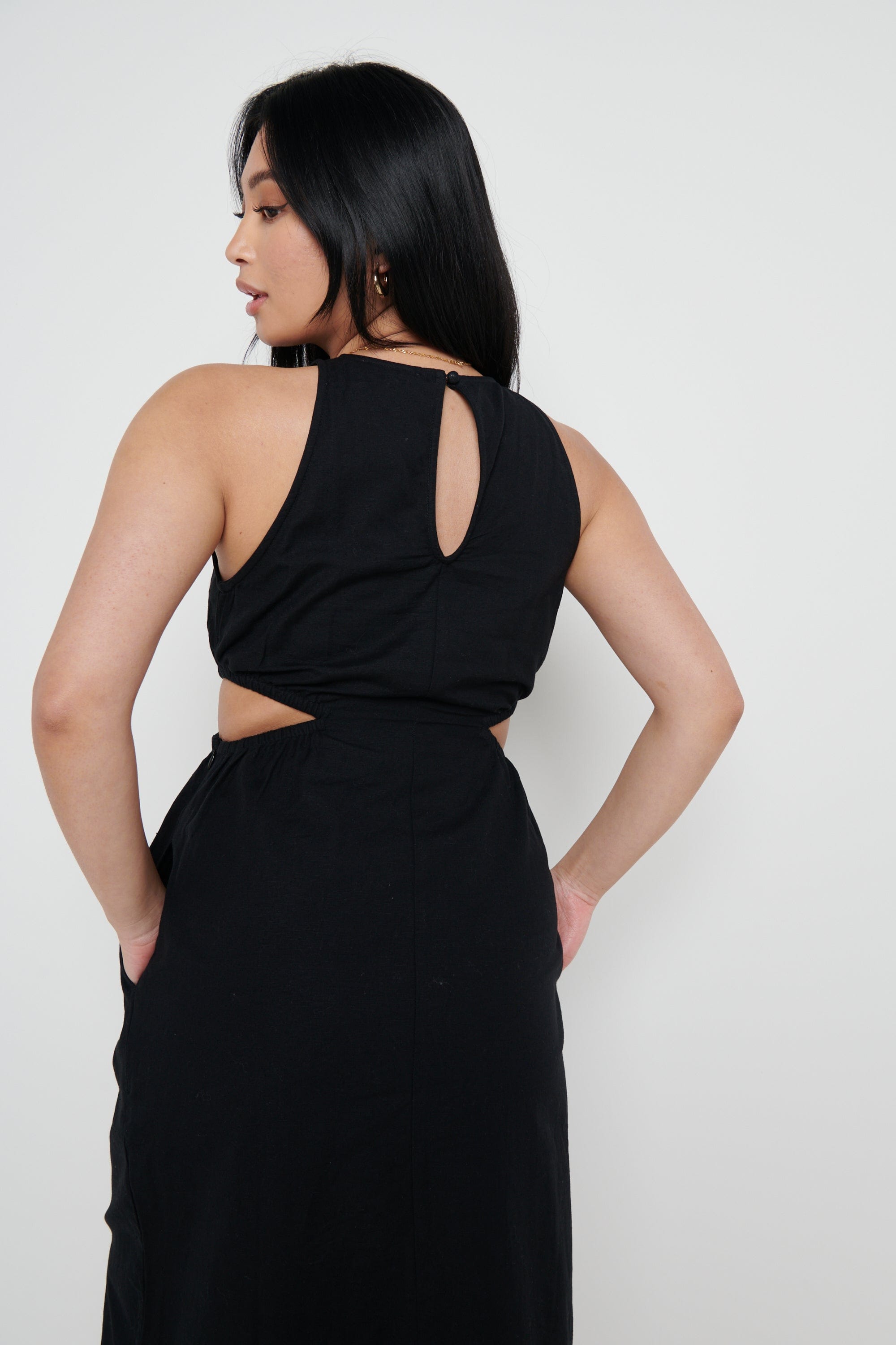 Pascale Cut Out Midaxi Dress - Black