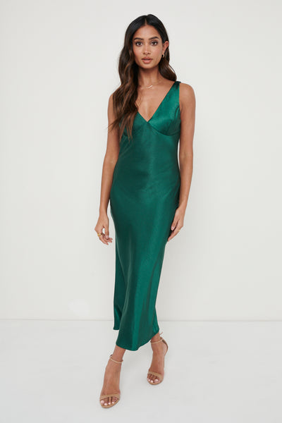 Piper Midi Dress Emerald Green Pretty Lavish