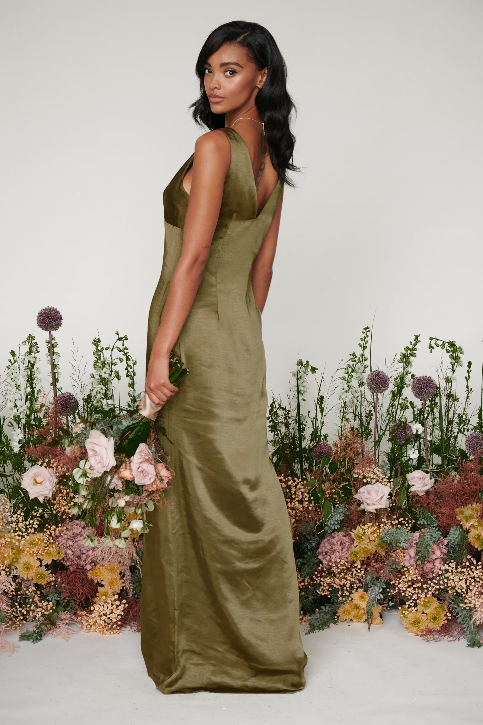Piper Maxi Bridesmaid Dress - Matte Military Olive – Pretty Lavish