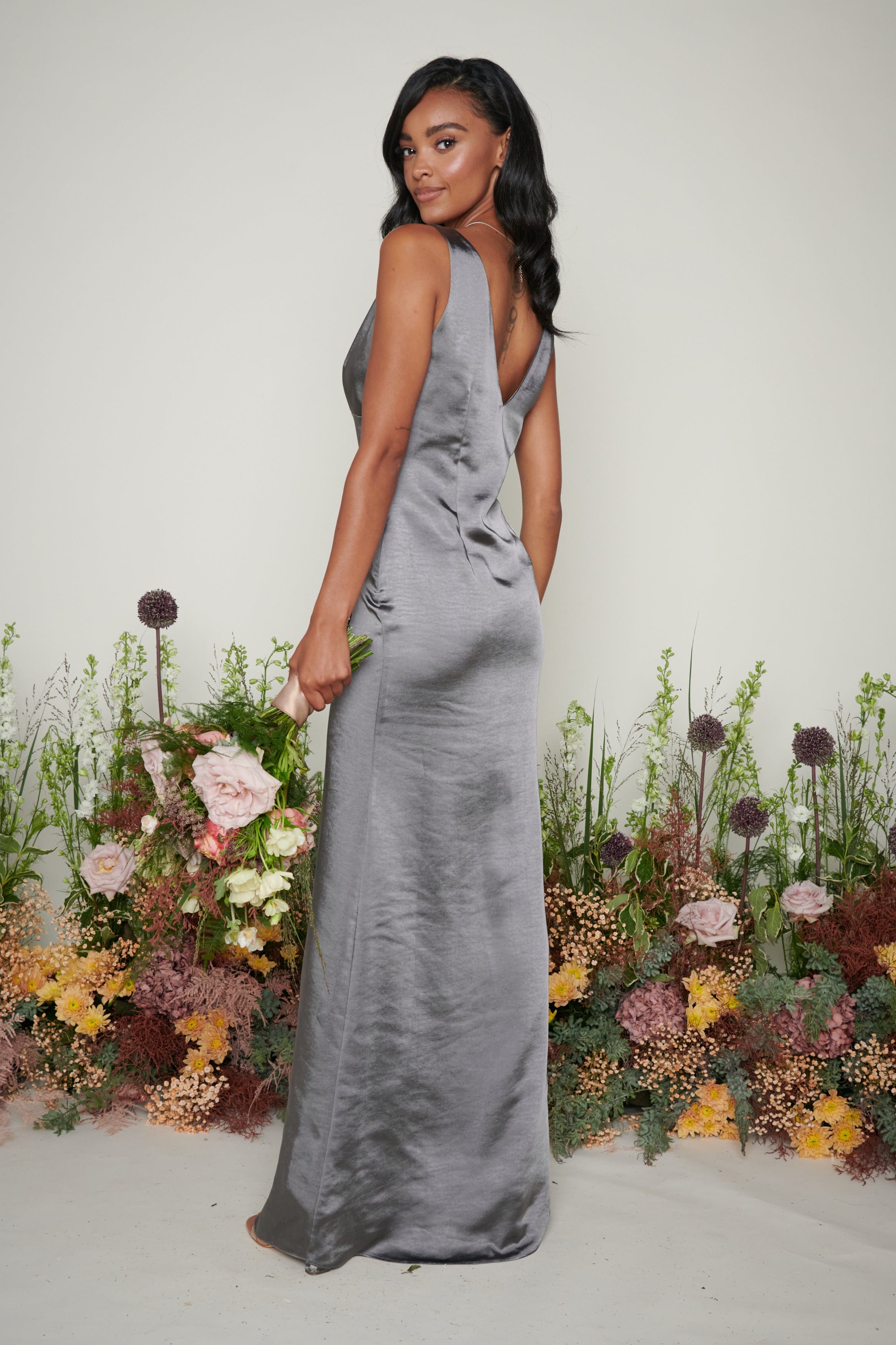 Piper Maxi Bridesmaid Dress - Matte Slate Grey – Pretty Lavish