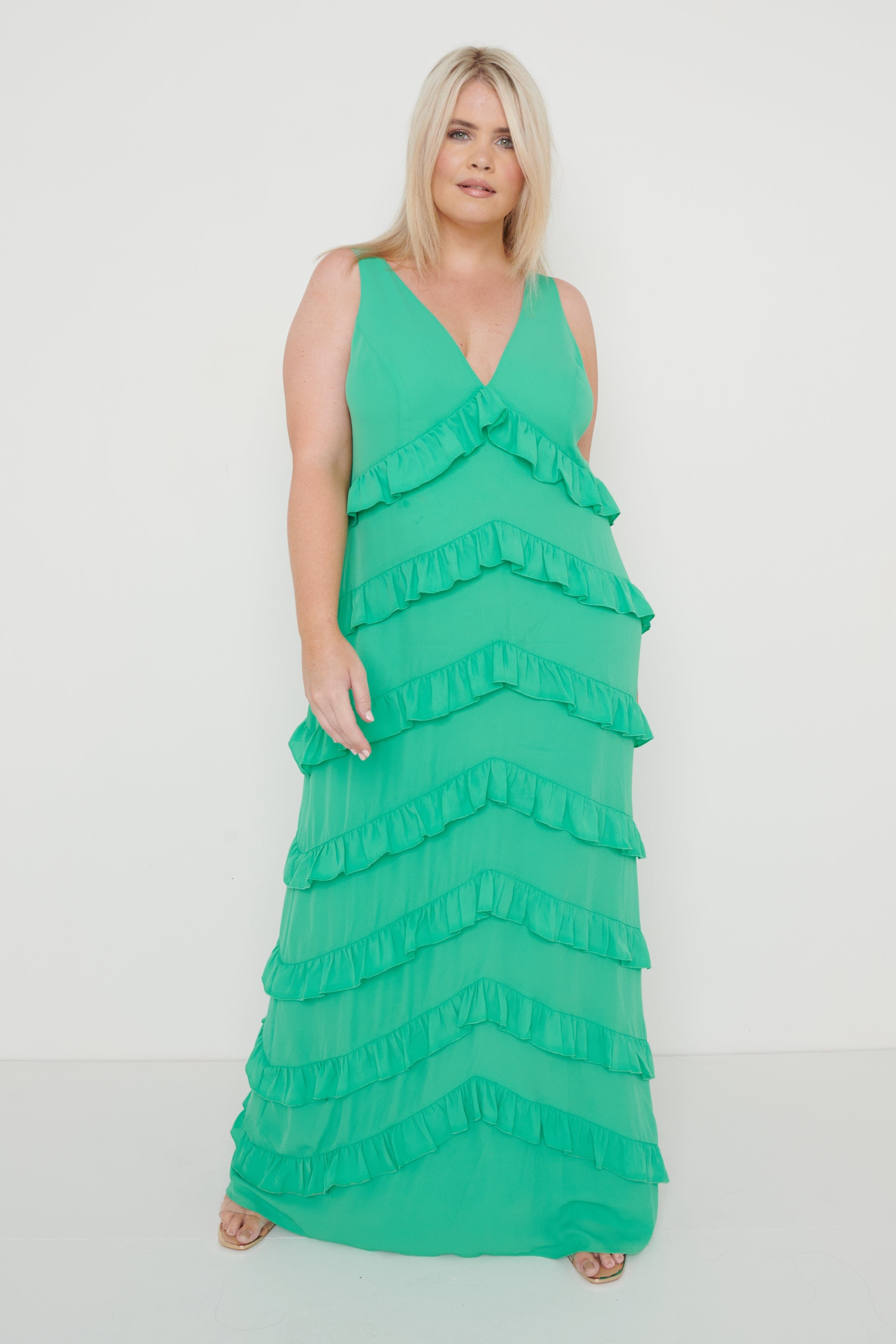 Piper Ruffle Maxi Dress - Green – Pretty Lavish