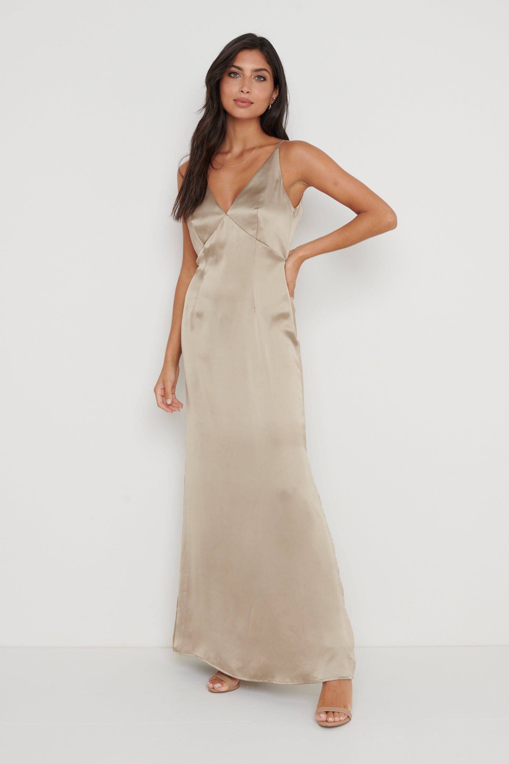 Priya Slip Maxi Dress - Taupe – Pretty Lavish