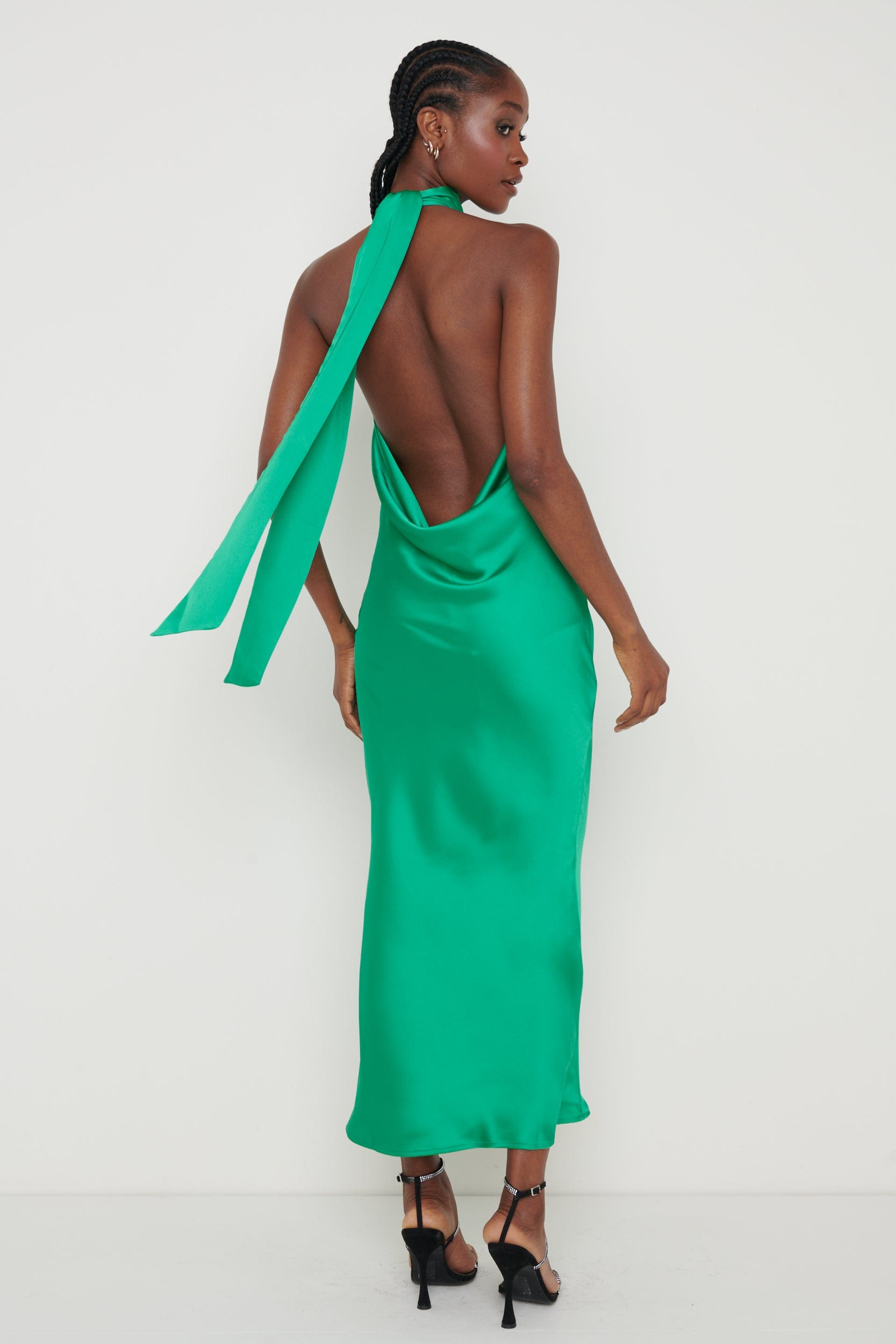 Raleigh Recycled Cowl Back Midaxi Dress - Emerald Green – Pretty Lavish