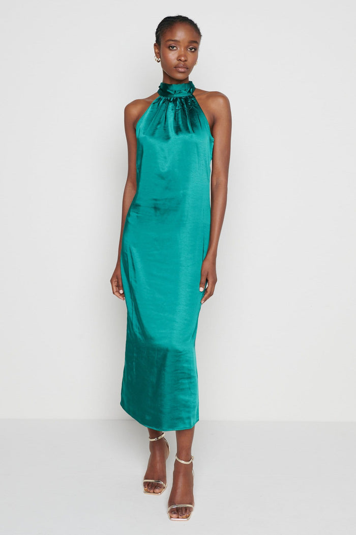 Raleigh Halter neck Tie Dress- Emerald Green – Pretty Lavish