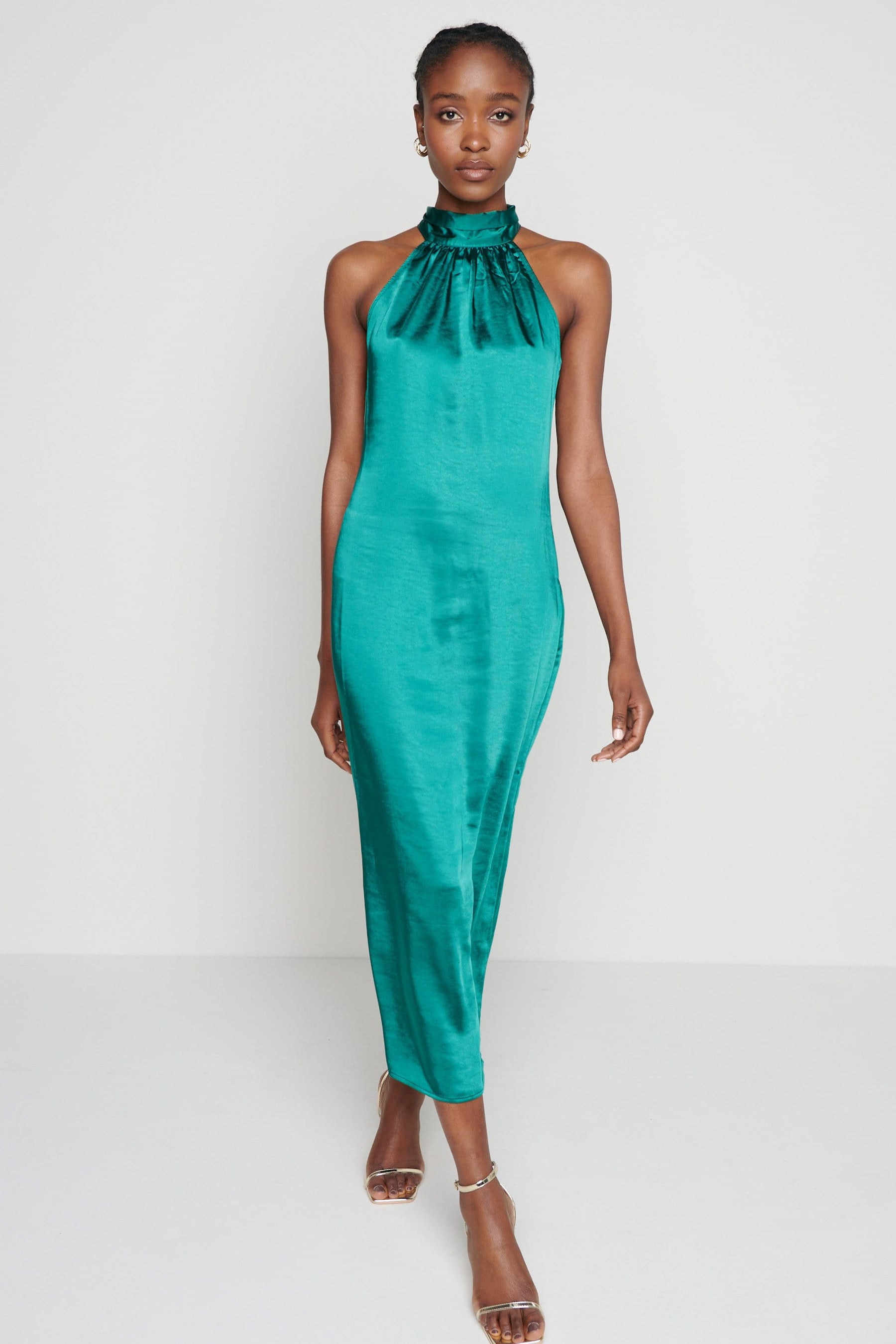 Raleigh Halter neck Tie Dress- Emerald Green – Pretty Lavish