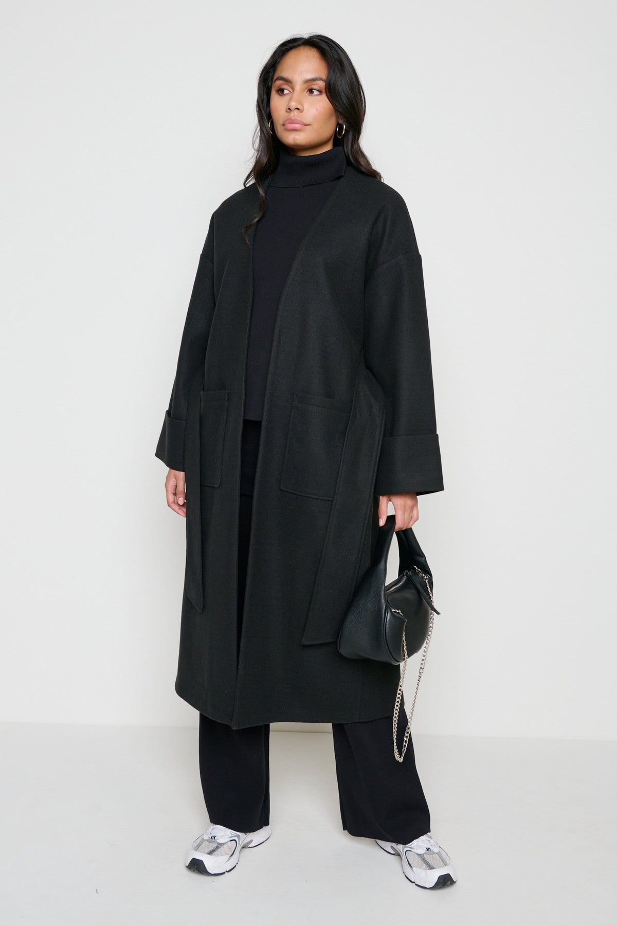 Reece Wrap Coat - Black – Pretty Lavish