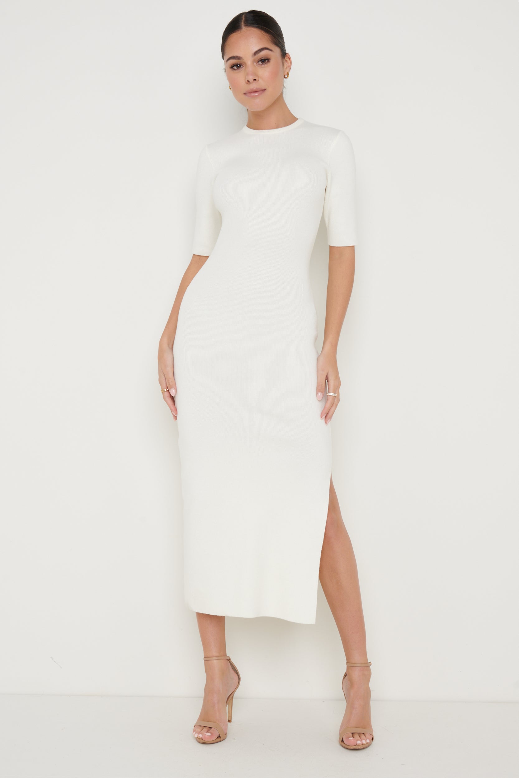 Rosa Midaxi Knit Dress - Cream – Pretty Lavish