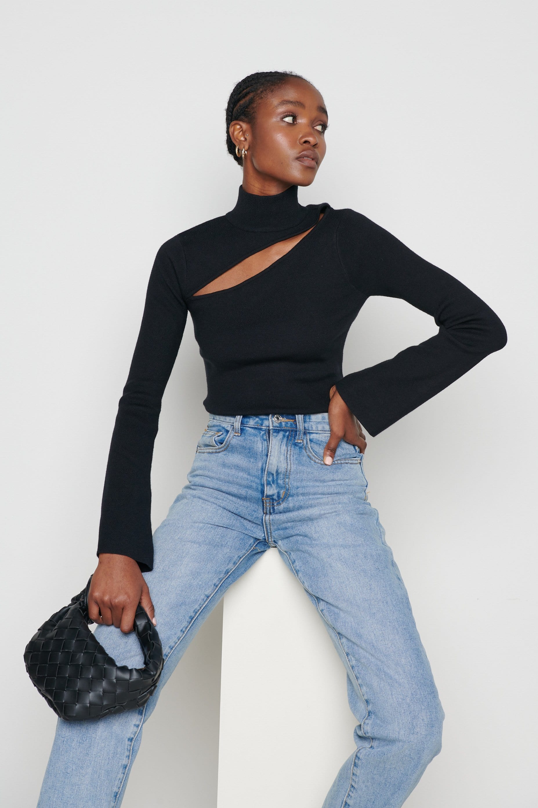 Shani Cut Out Knit Top - Black – Pretty Lavish