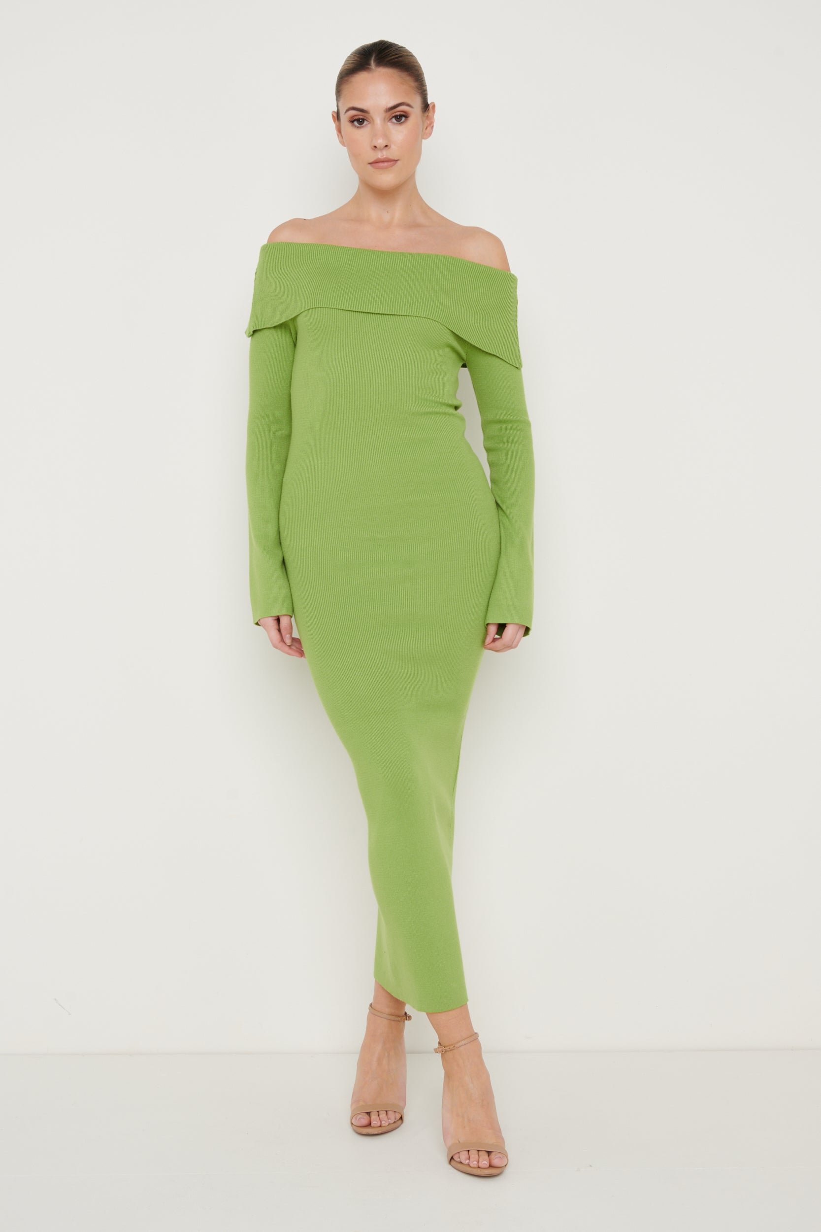 Soreya Bardot Knit Dress - Green