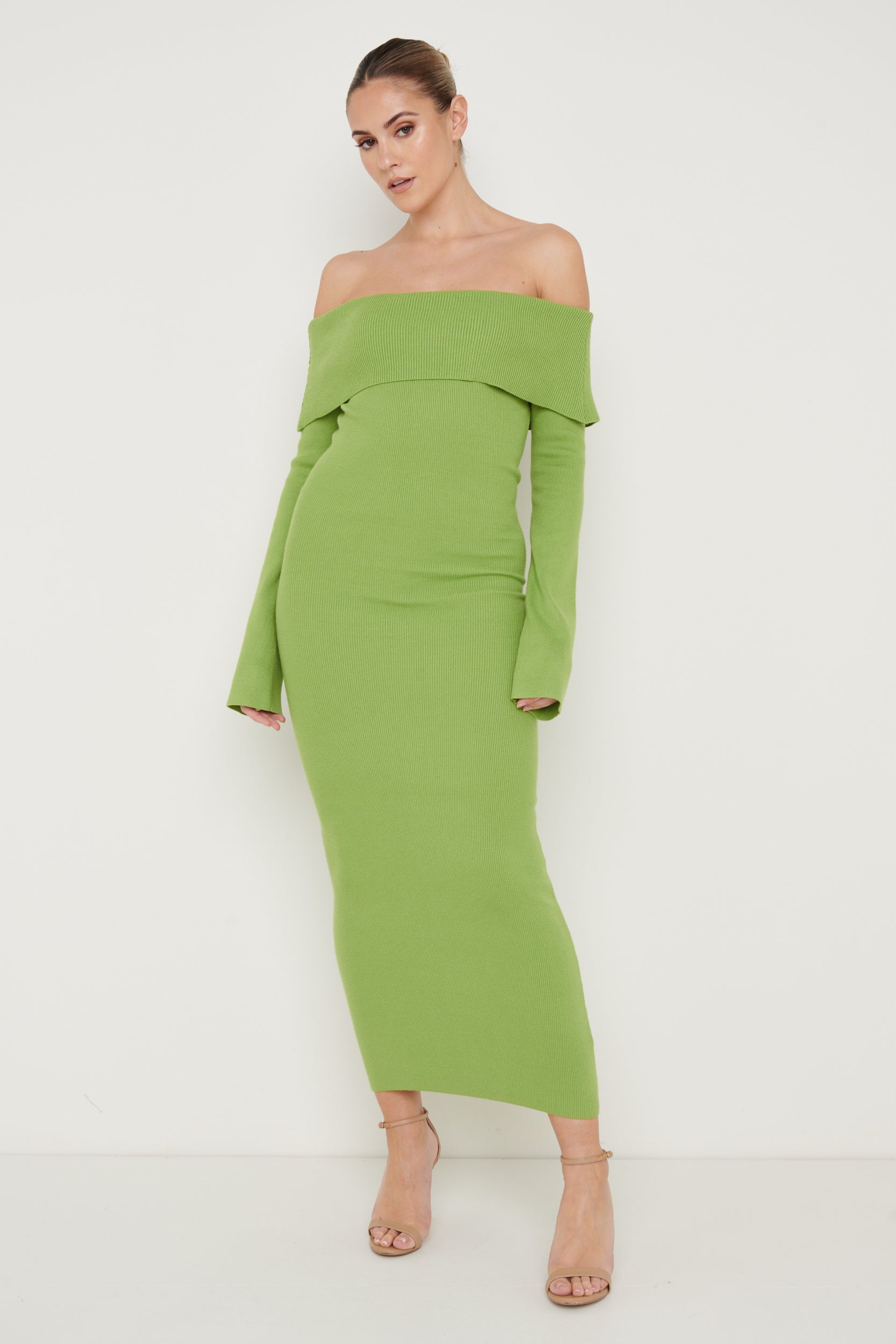 Soreya Bardot Knit Dress - Green
