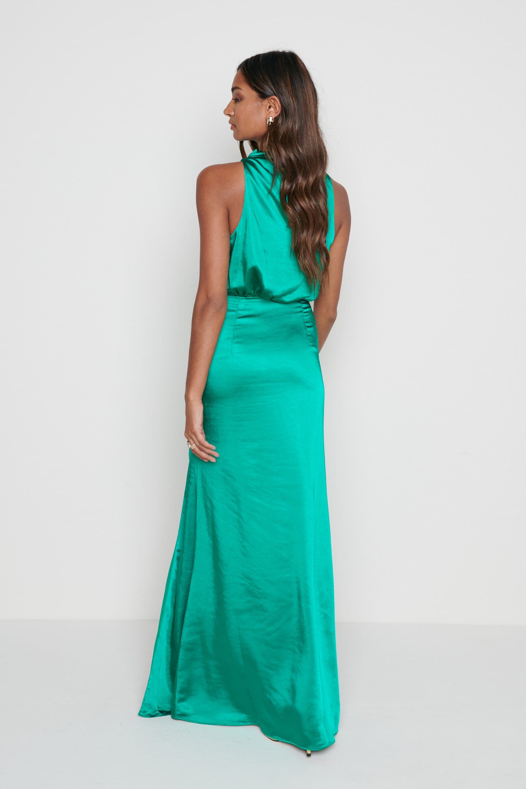 Tabitha Funnel Neck Midaxi Dress - Bright Emerald