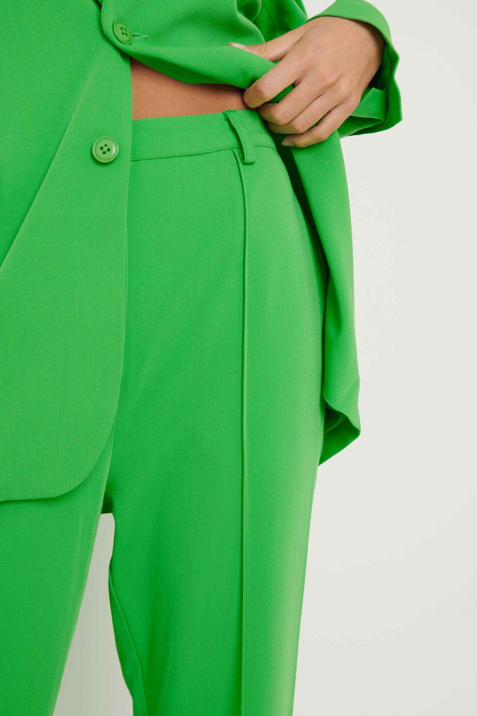 Bright Green High Waist Tailored Trousers  Quiz Clothing