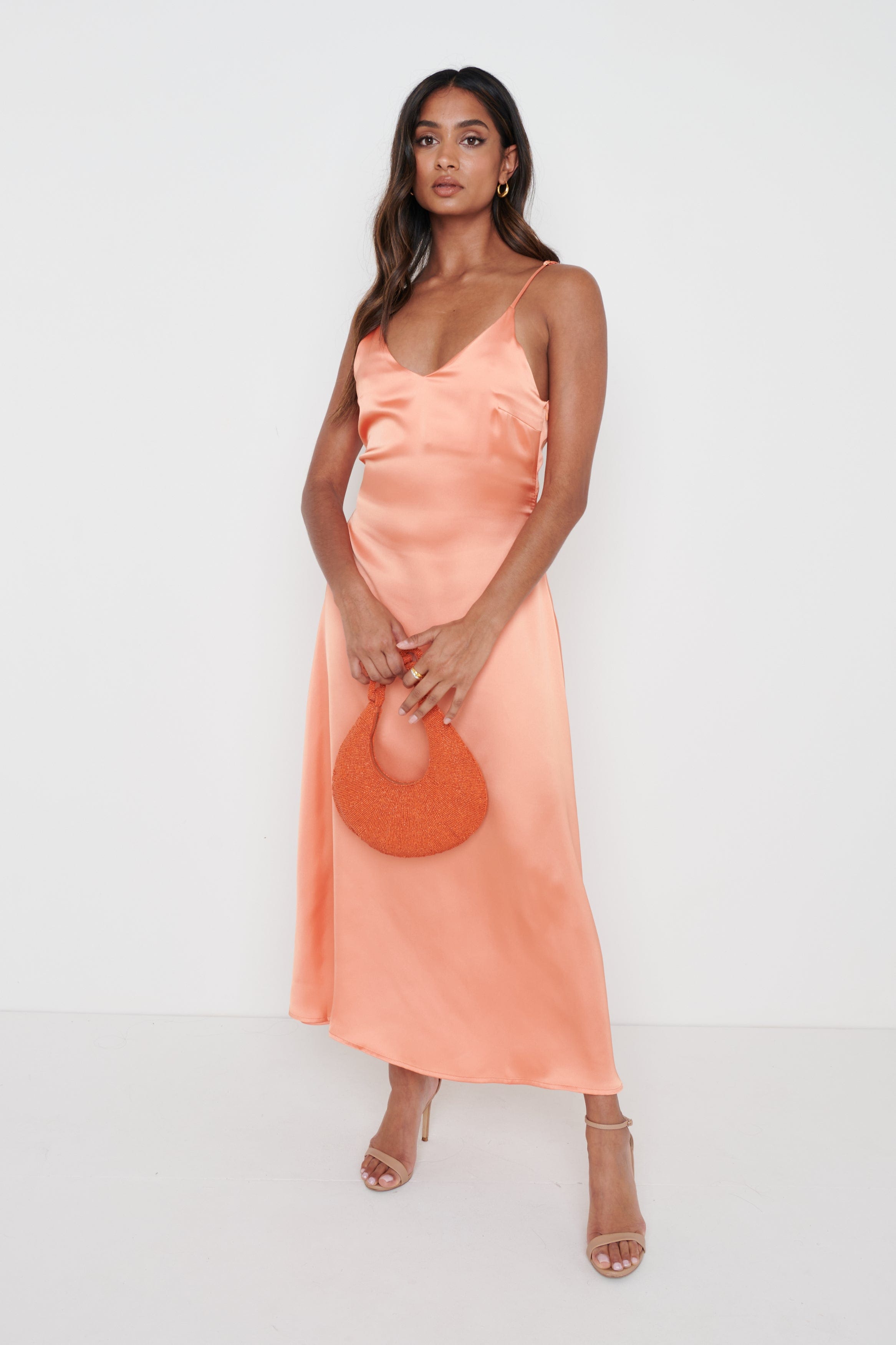 Teegan V-neck Relaxed Cami Dress Tangerine