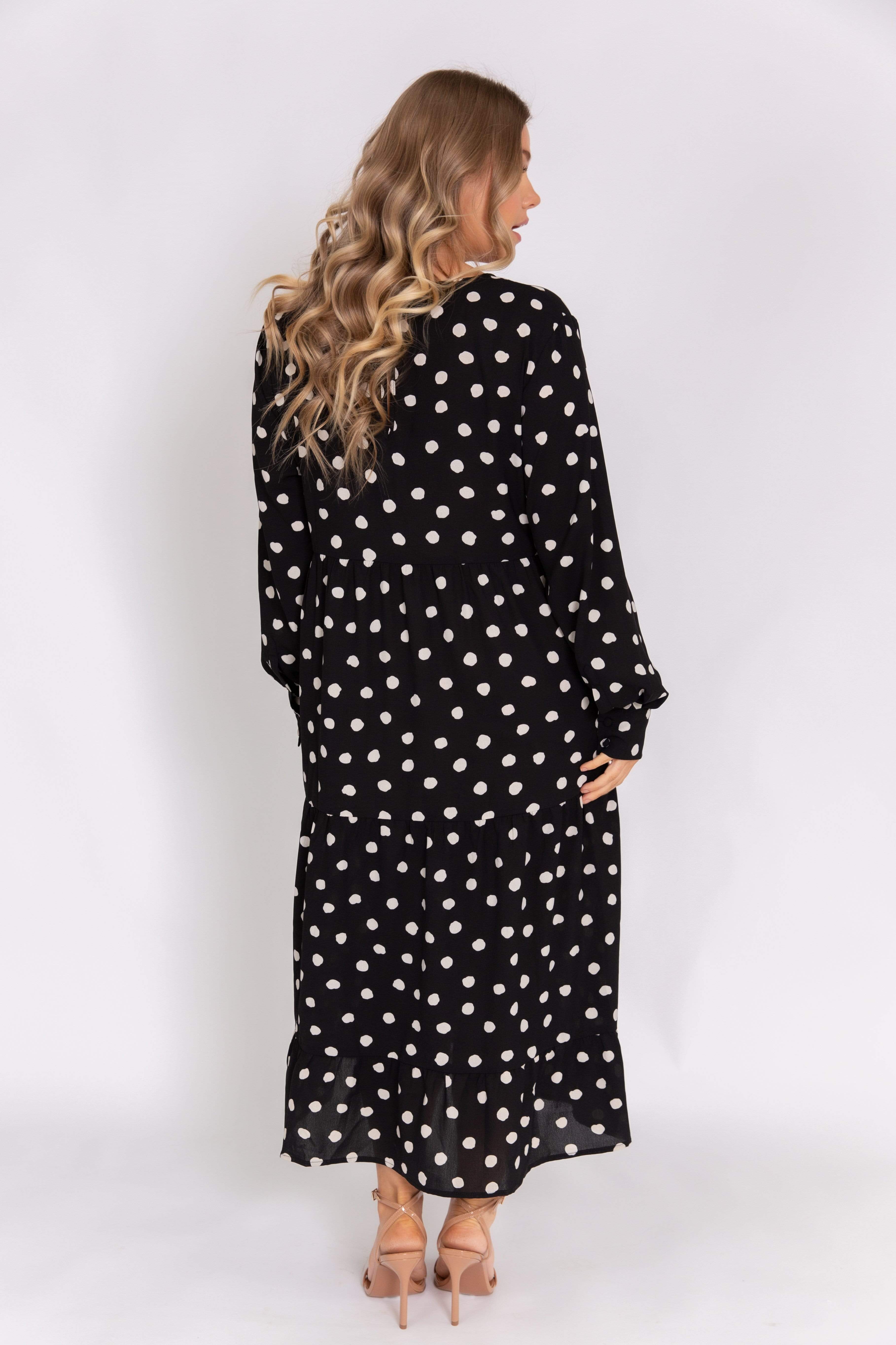 Curve Dotty Day Dress - Black Polka Dot (4827780907101)