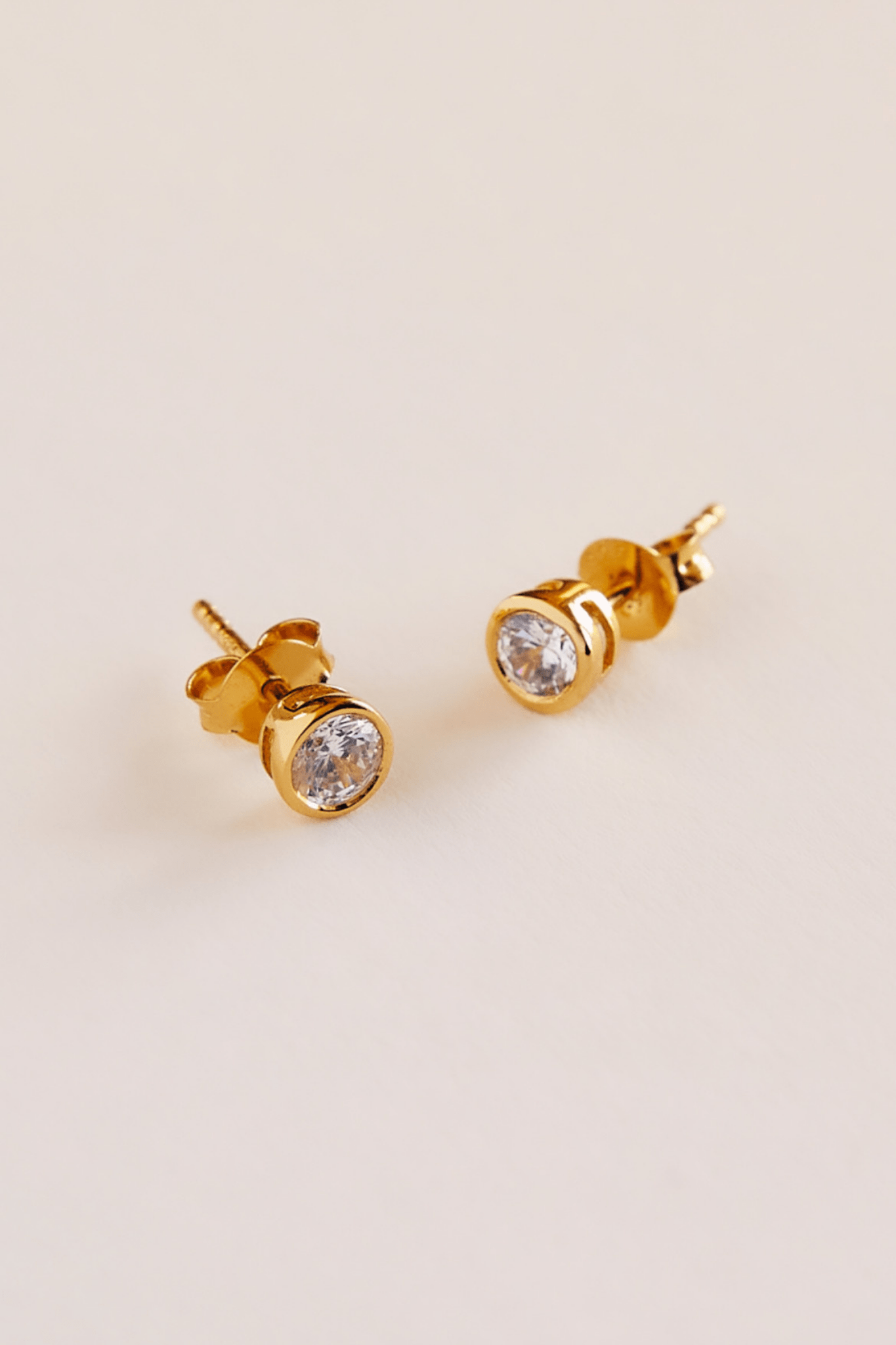 Zyanna Gem Stone Stud Earring - Recycled Silver Gold Plated