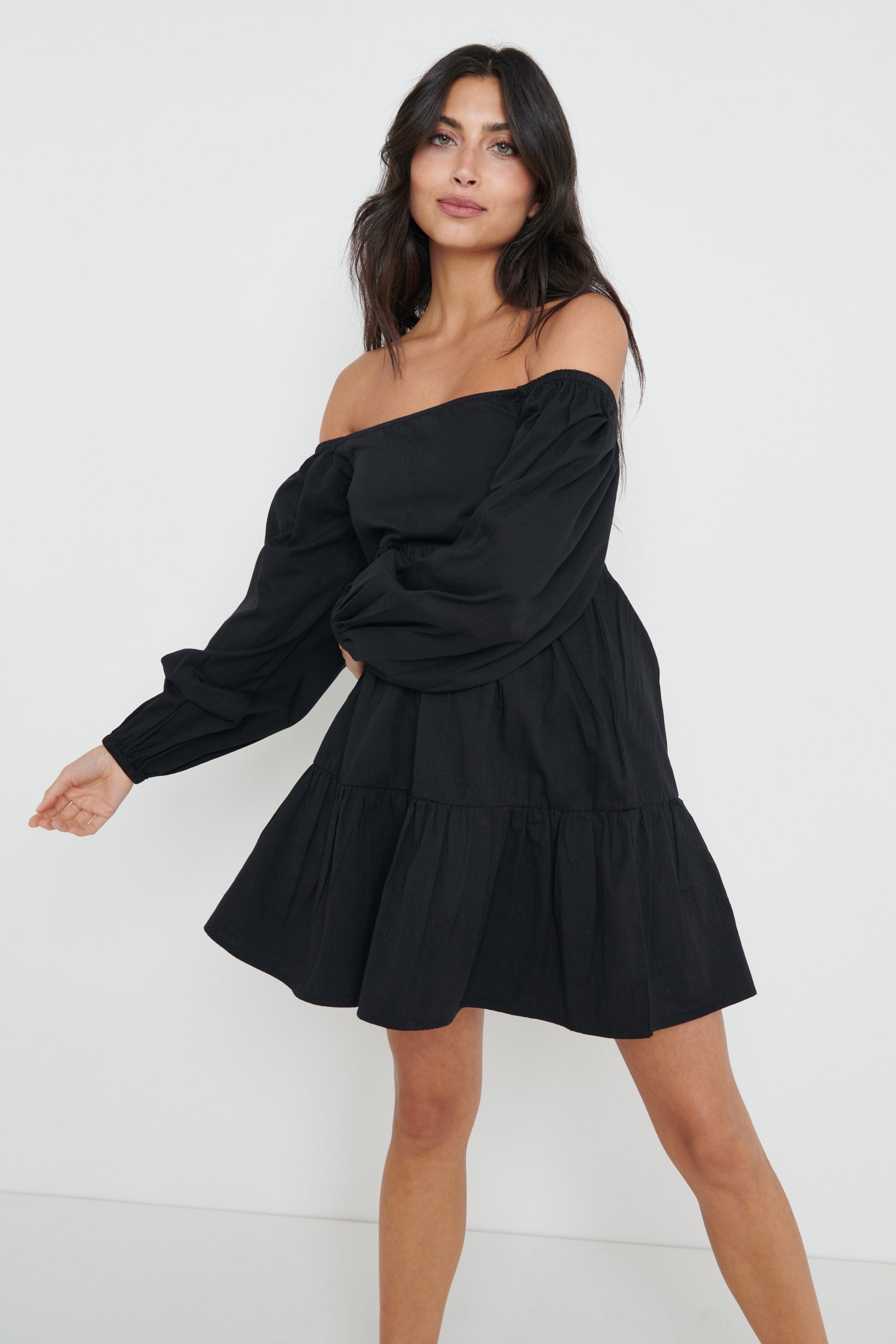 Winnie Tier Smock Dress - Black – Pretty Lavish