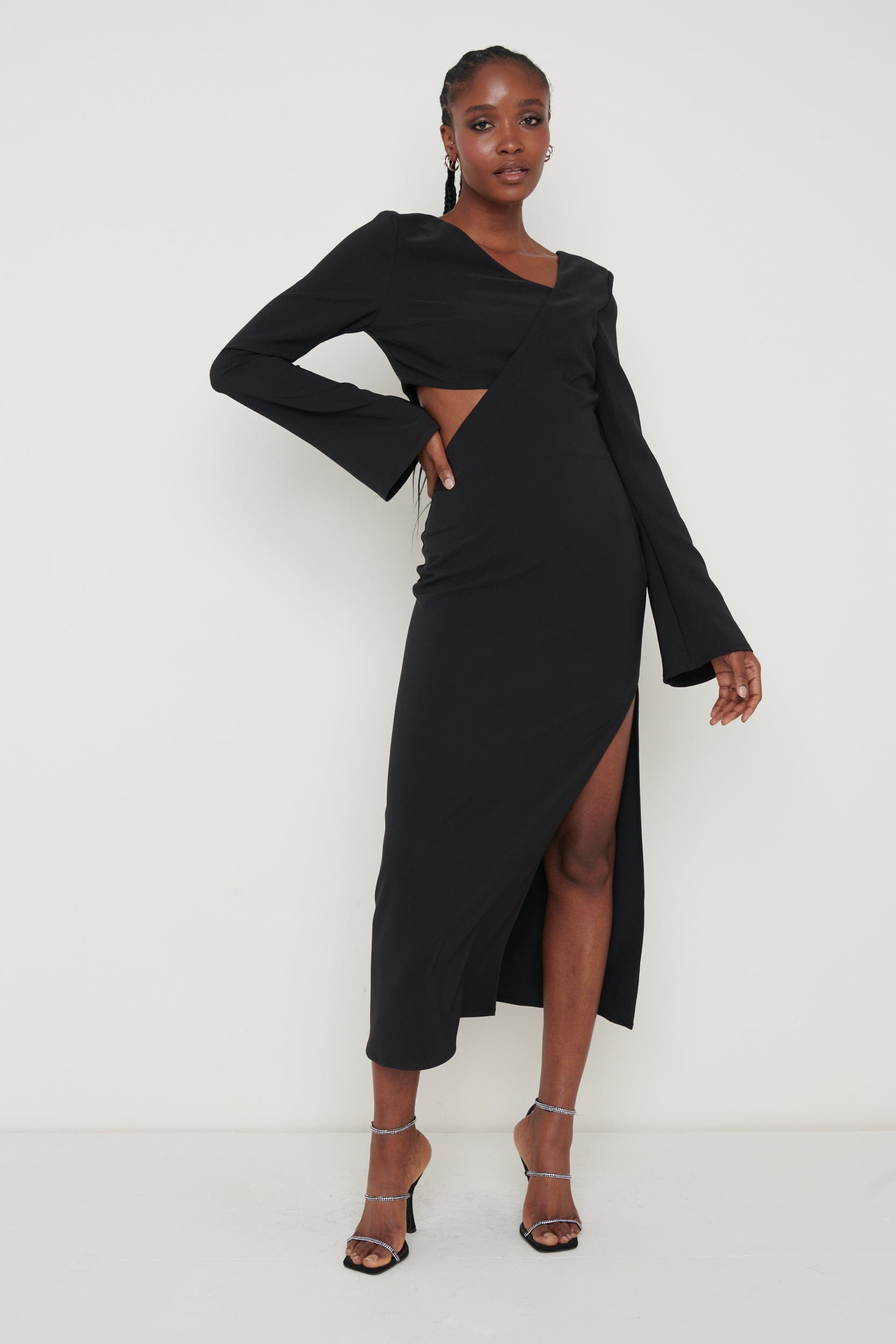 Zariah Cut Out Midaxi Dress - Black