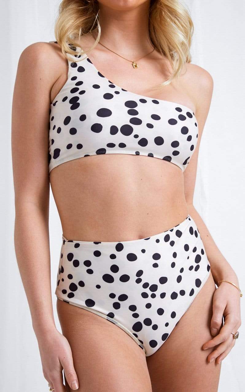 Mabel One Shoulder Bikini Top - Dalmatian, Swimwear - Pretty Lavish (2073233588317)