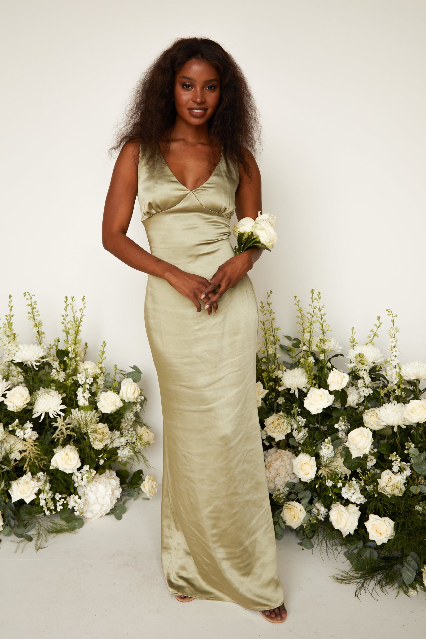 Esmee Maxi Bridesmaid Dress - Matte Olive – Pretty Lavish