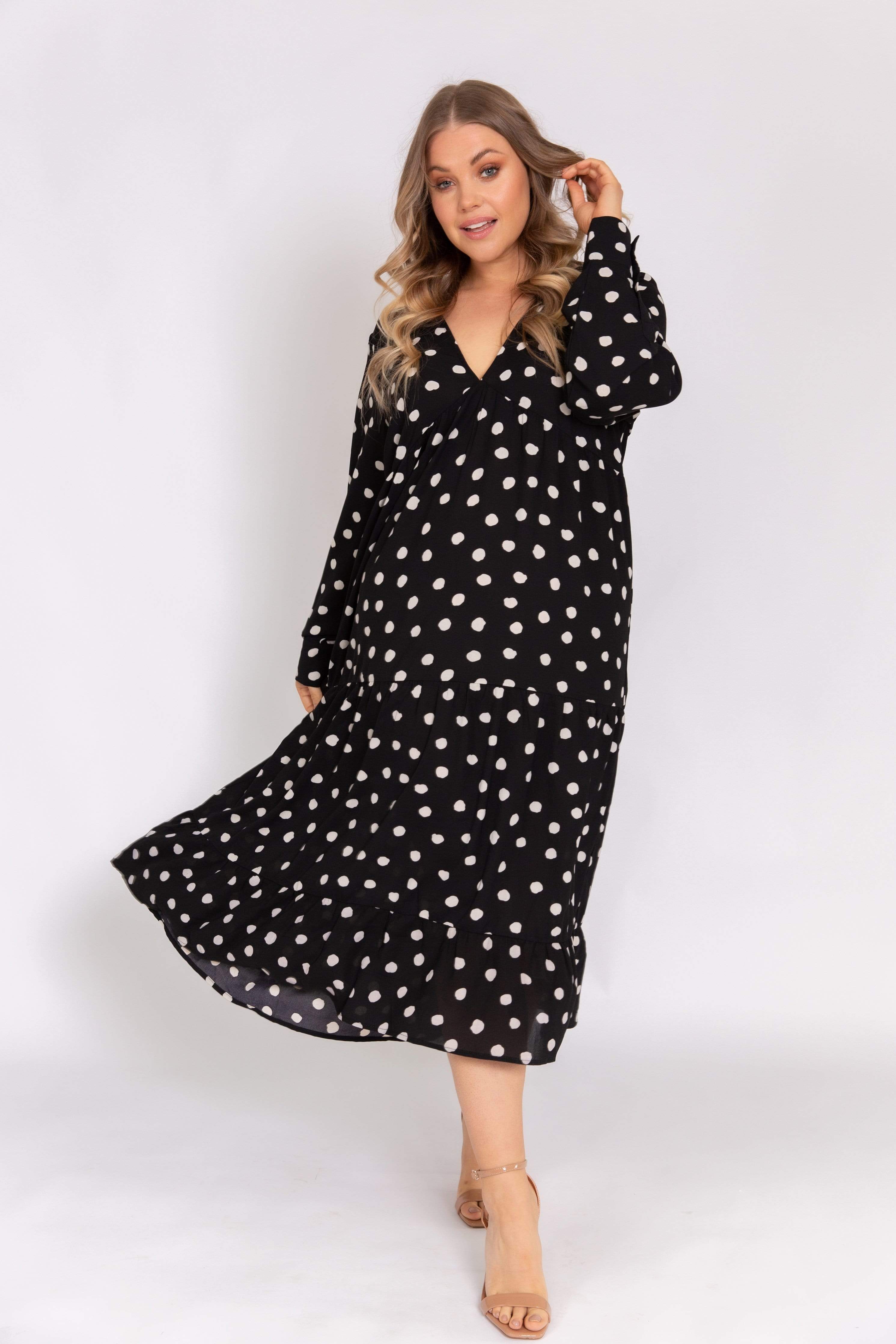 Curve Dotty Day Dress - Black Polka Dot – Pretty Lavish