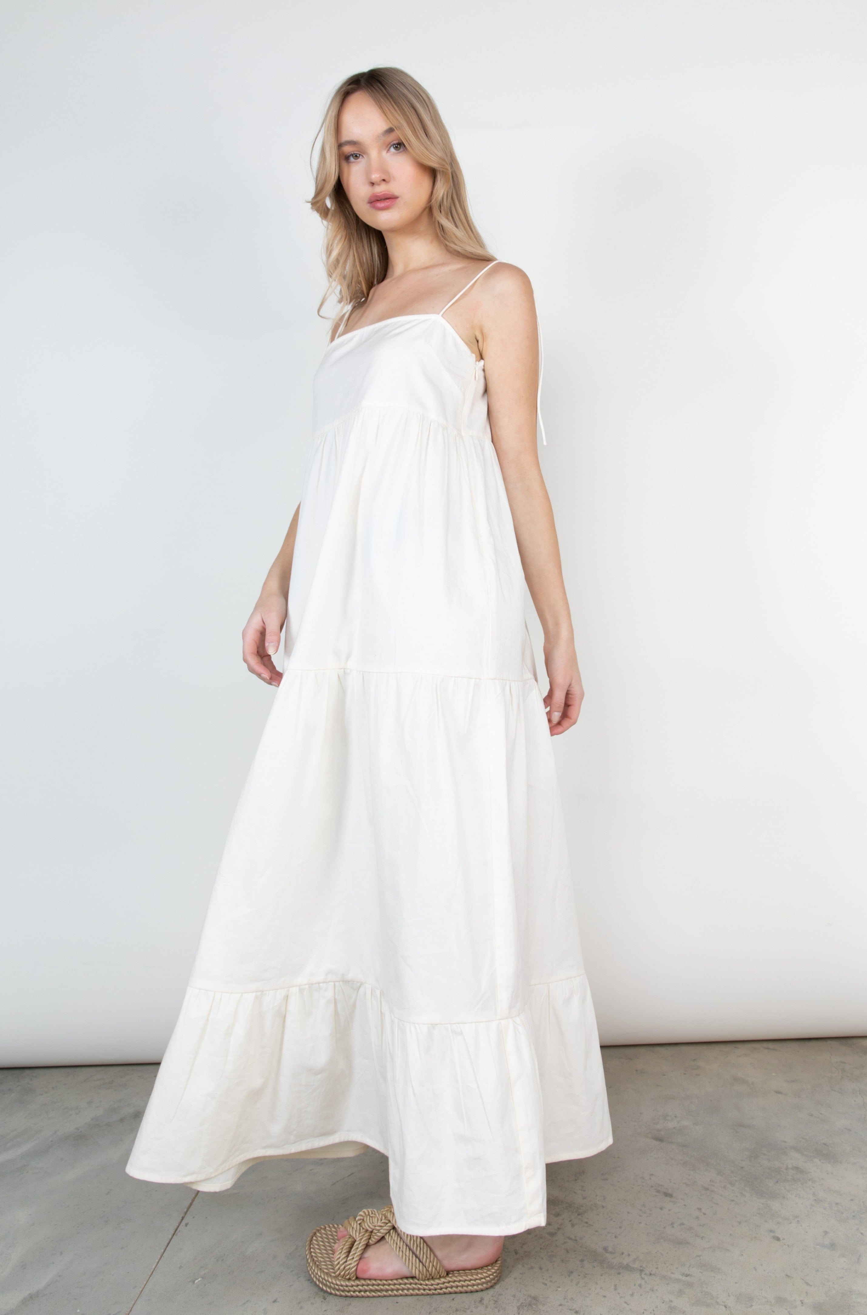 Betsy Midi Smock Dress - White